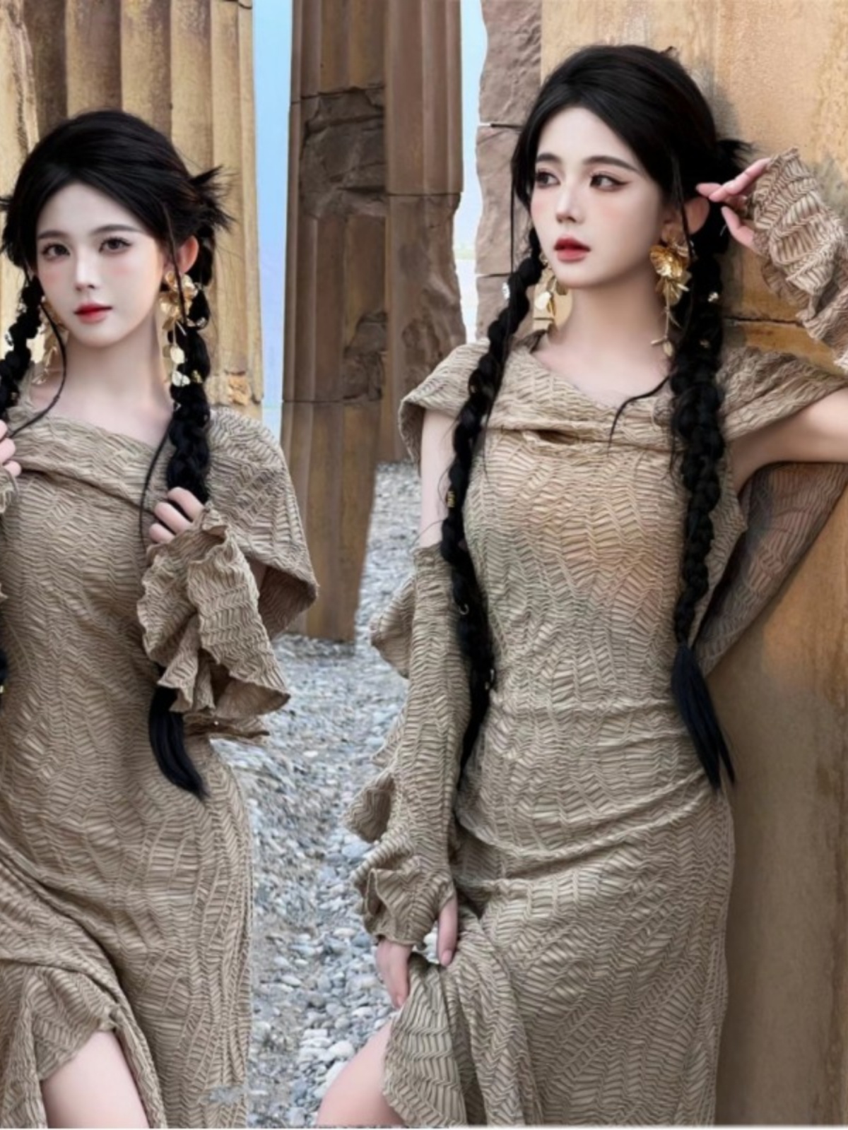 Ethnic Clothing & Online Fashion Store Khaadi Uk - Desert Themed Long Dress Women's Fashion