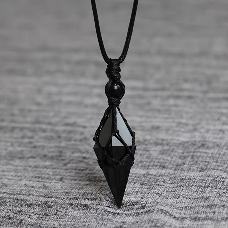 Ethnic Fashion Wear For Women - Black Obsidian Arrowhead Crystal Pendant Necklace