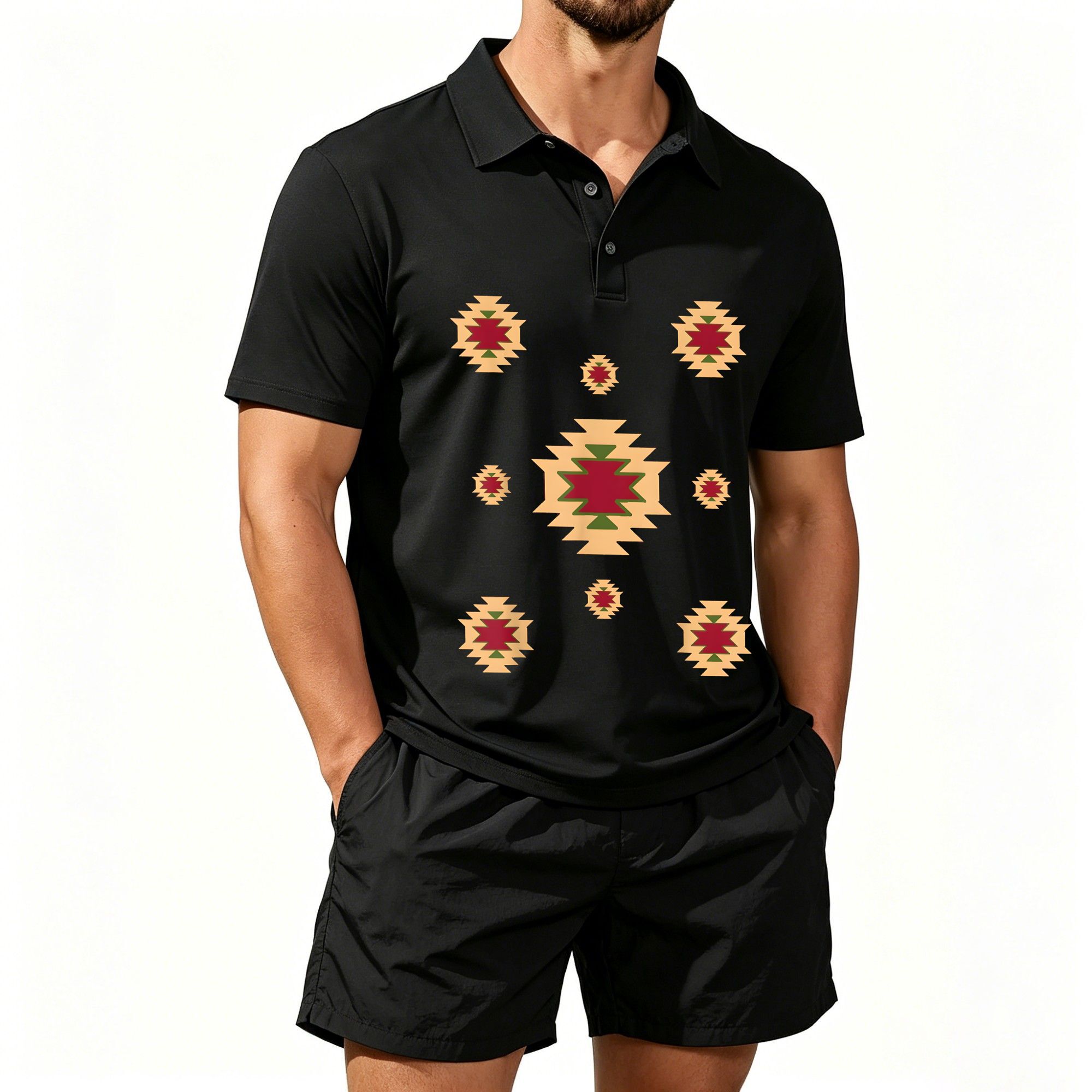 Men's Short-Sleeved Polo Shirt - đánh giá và giá Ethnic Style