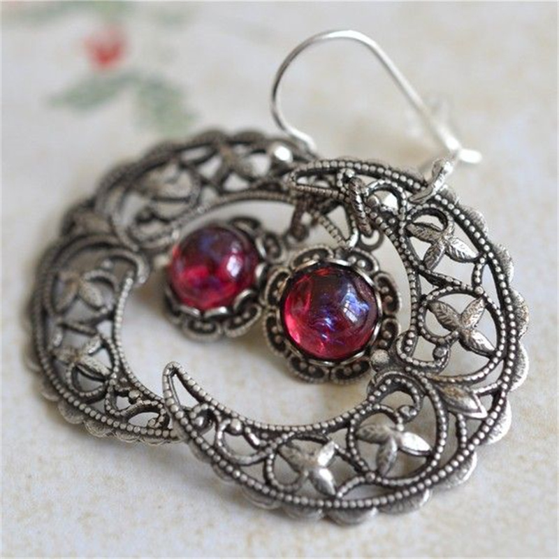 Vintage Inlaid Red Stone Moon  - đánh giá và giá Ethnic Fashion Wear For Women