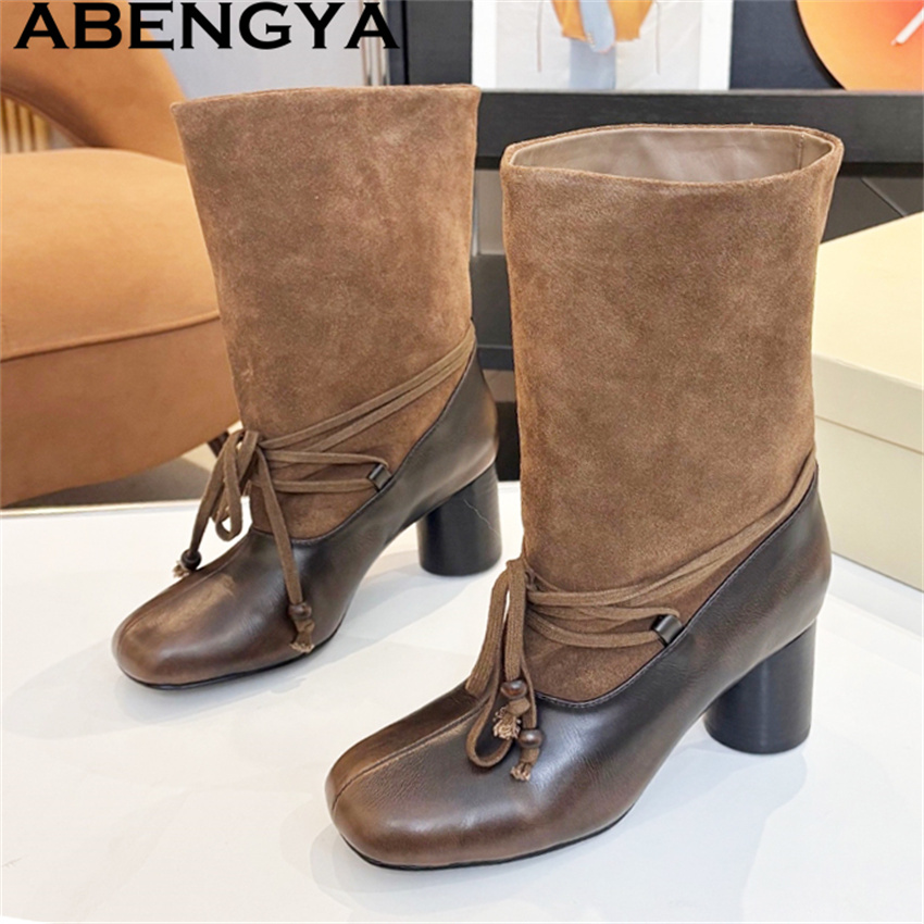 ABENGYA Chunky Heel Mid Calf B - đánh giá và giá Ethnic Fashion Week