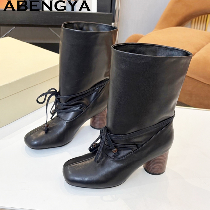 ABENGYA Chunky Heel Mid Calf B - đánh giá và giá Ethnic Fashion Week